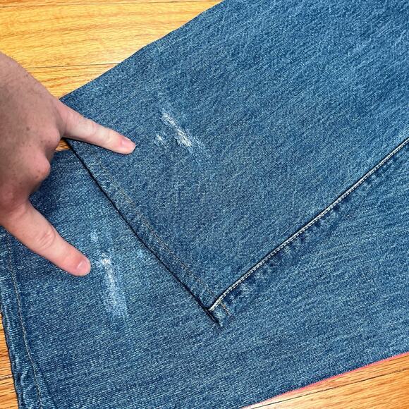 Kapital Red Stripe Blue Denim Jeans 28” x 31” Made in Japan Americana Button Fly - Picture 14 of 14